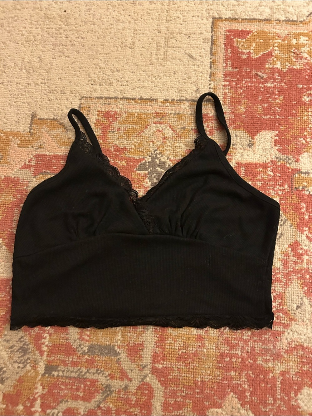 Women’s Sz S SHEIN Black Tank Rave Festival Concert Crop Top W/ Lace Detail